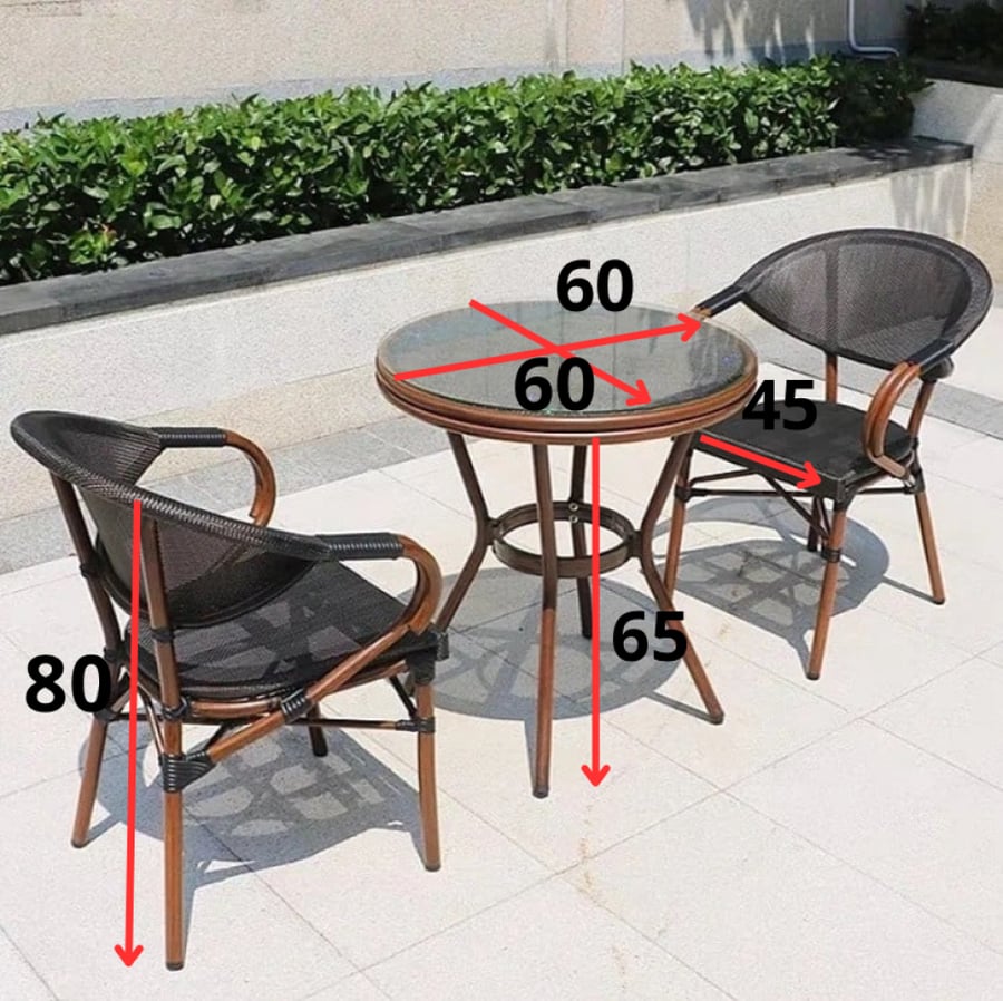 Two chairs and an outdoor table