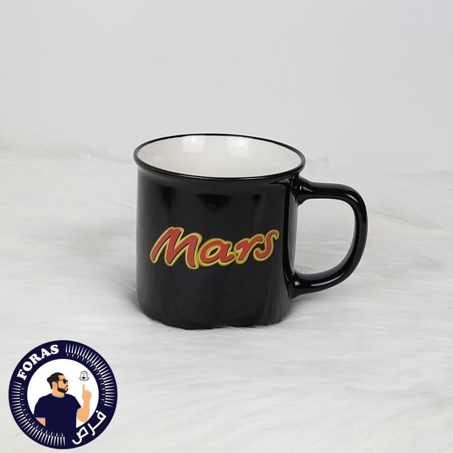 كوب زجاج مارس اسود للقهوة