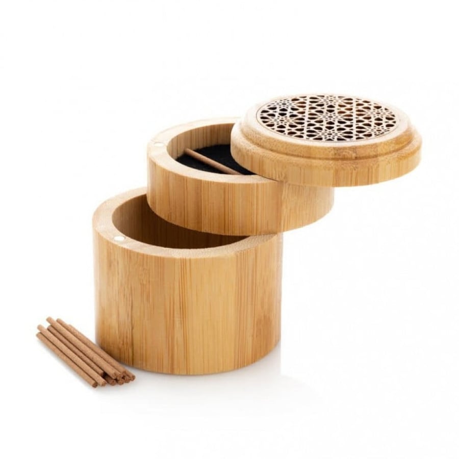 Smart round incense burner from bamboo stick