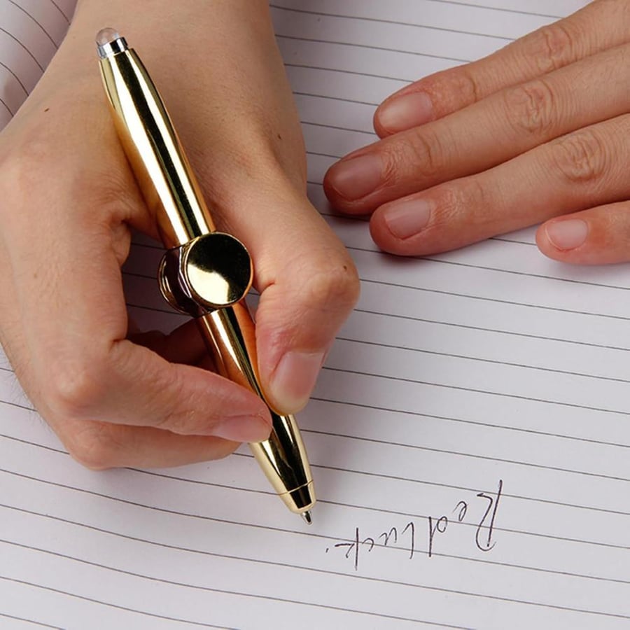 Metal Rotating Pen Spinning Fidget Anti Stress Pen with LED Light (1Pcs)
