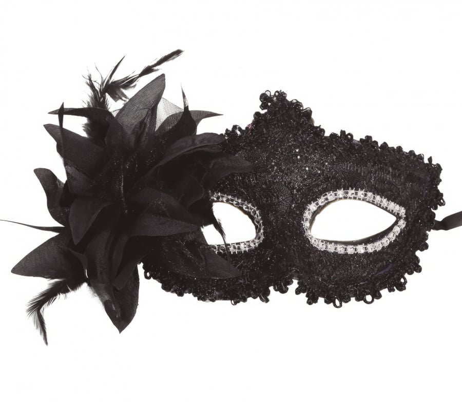 BLACK MASK WITH FLOWERS (12954)