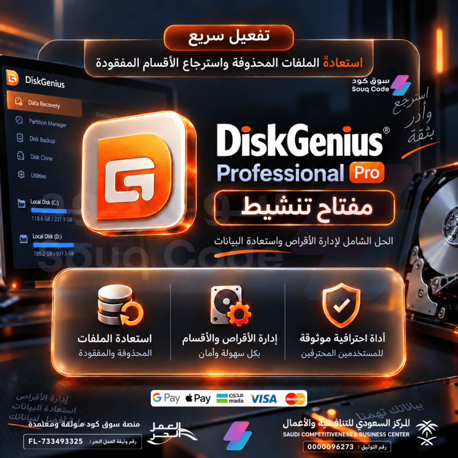 اشتراك DiskGenius Professional Pro لمدة 12 شهر