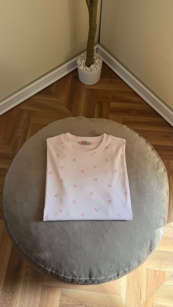 بجامة ناعمة قطن 100% وردية بنقشة كرز Soft 100% cotton pajama