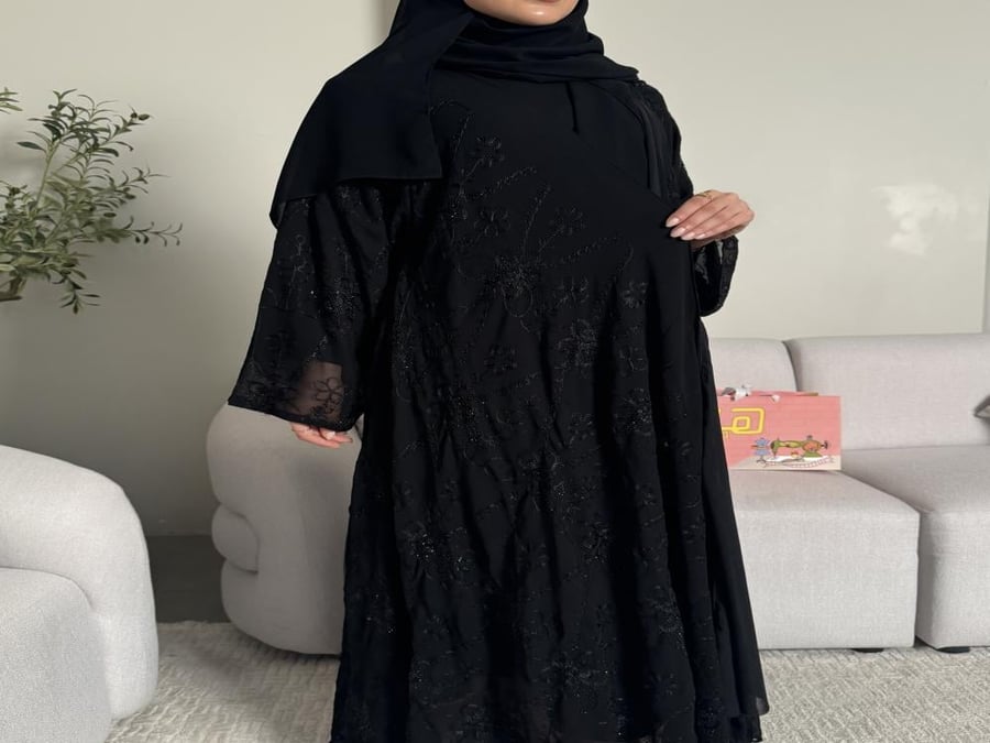 عباية نسائية شيفون اسود 1221