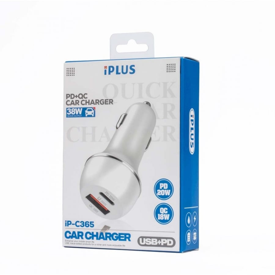 Car charger from IPLUS C365 with USB port and PD port