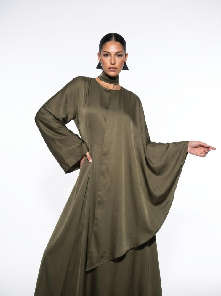 THE DRAPED CAPE GOWN-GREEN