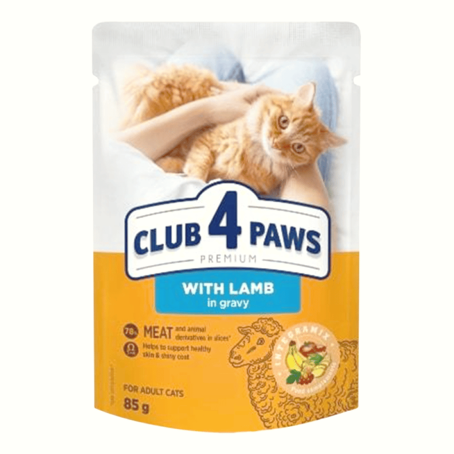 Club 4 Bowls Wet Canned Cat Food for Adult Cats with Lamb in Sauce – 85 grams