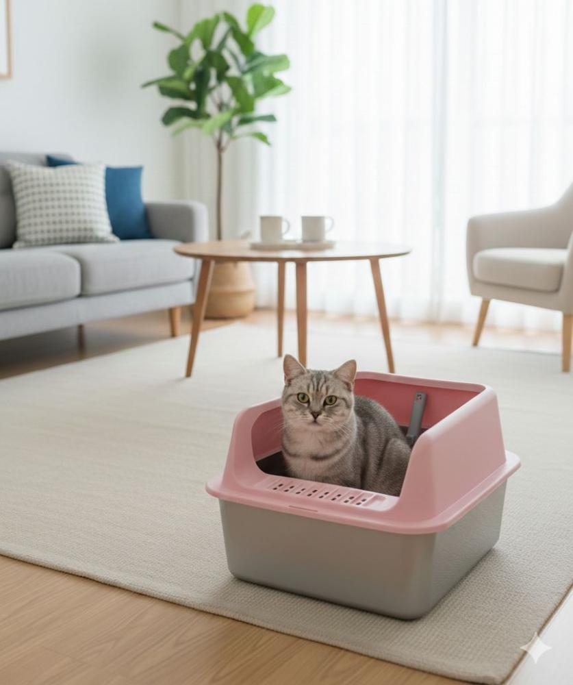 Open stainless steel liter box for cats 50×30×19.5 cm in different colors