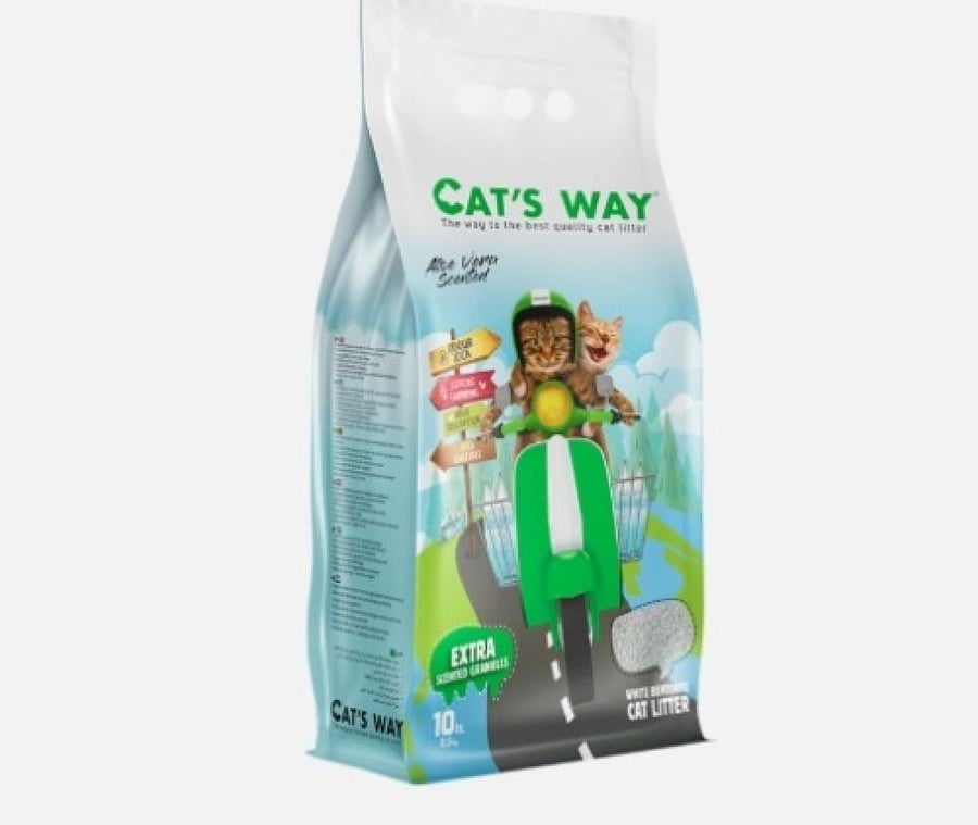 رمل Cat’s Way كاتس واي  بريميوم  بنتونايت تركي  للقطط برائحة الصبار الاولفيرا 10لتر