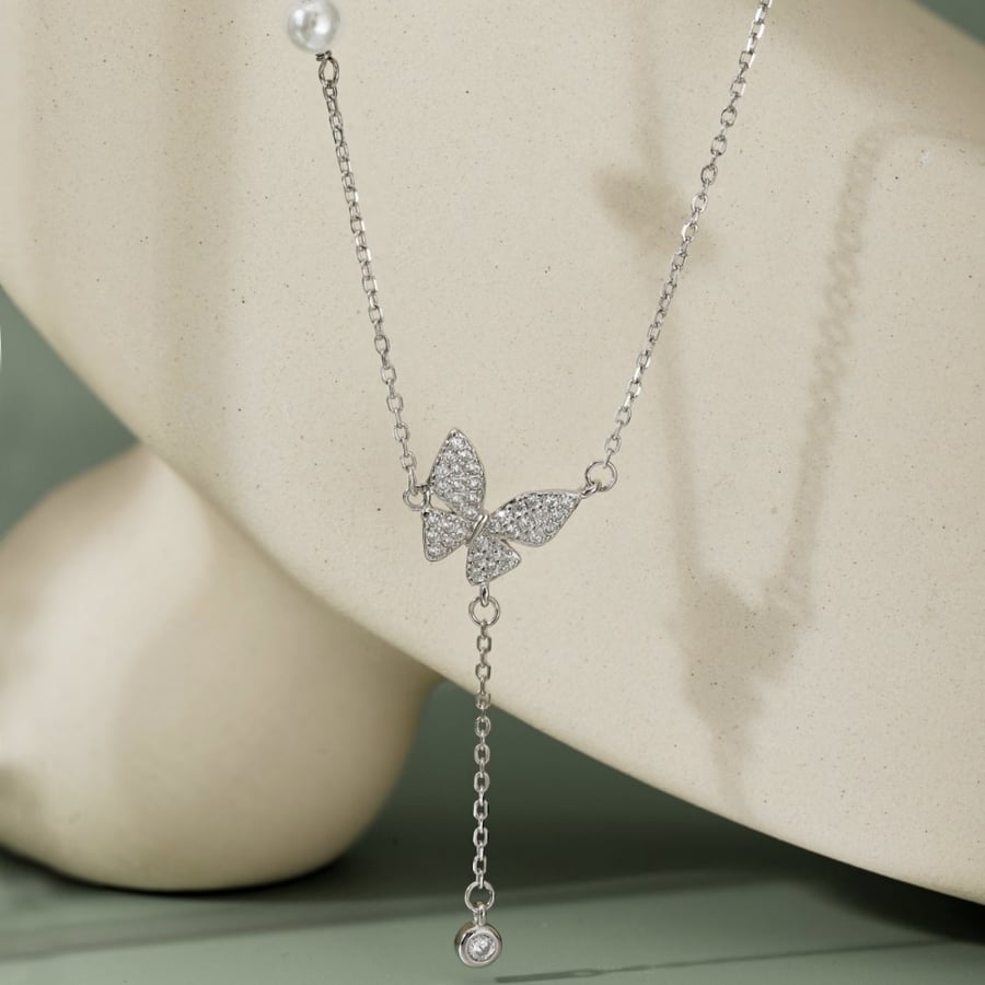 سلسلة الفراشة الأنيقة اللون / فضي .  (N966)