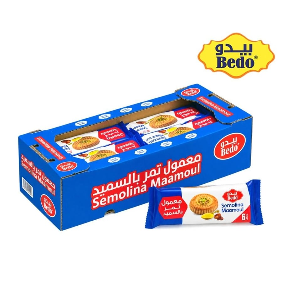 . معمول تمر بالسميد- 6 حبات - 12 باكت، وزن الباكت 100 جم.