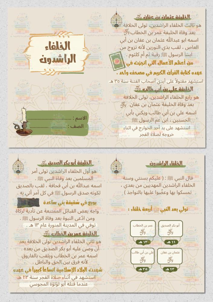 الخلفاء الراشدون اجتماعيات خامس
