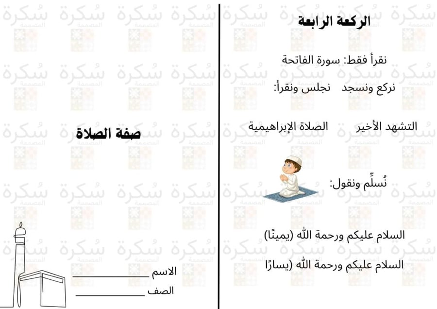 صفة الصلاة اسلامية اول ابتدائي