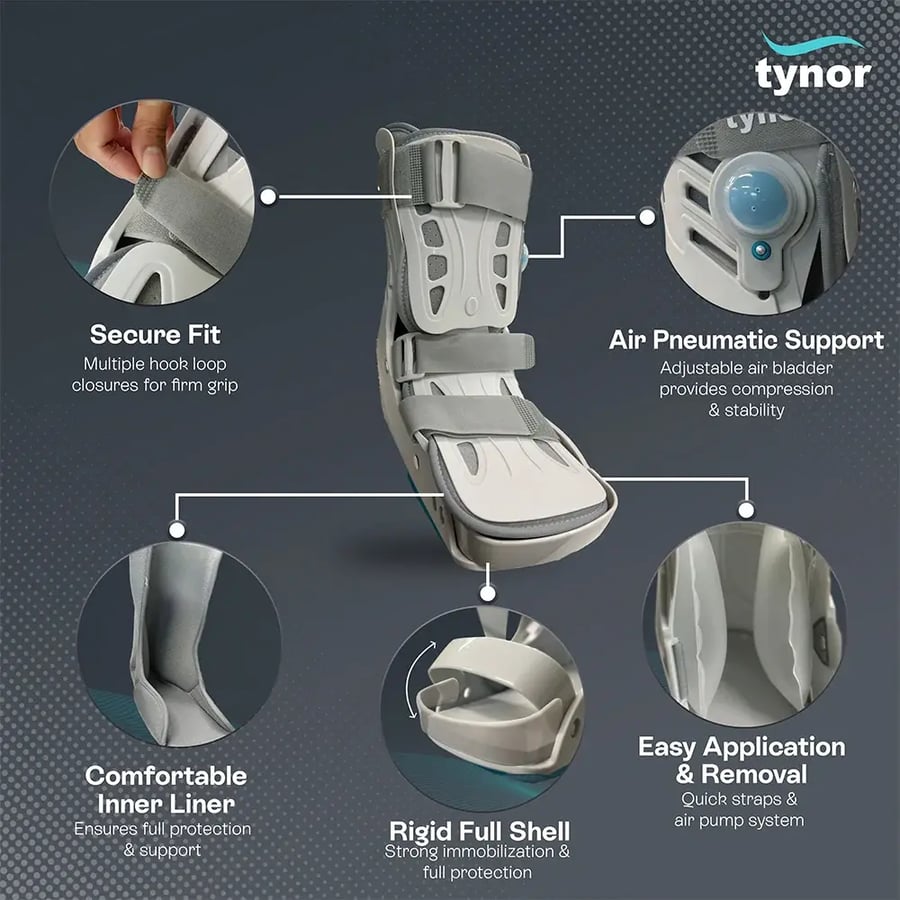 جبيرة هوائية قصيرة للقدم والكاحل تاينور Tynor D-59 Air Walker Boot