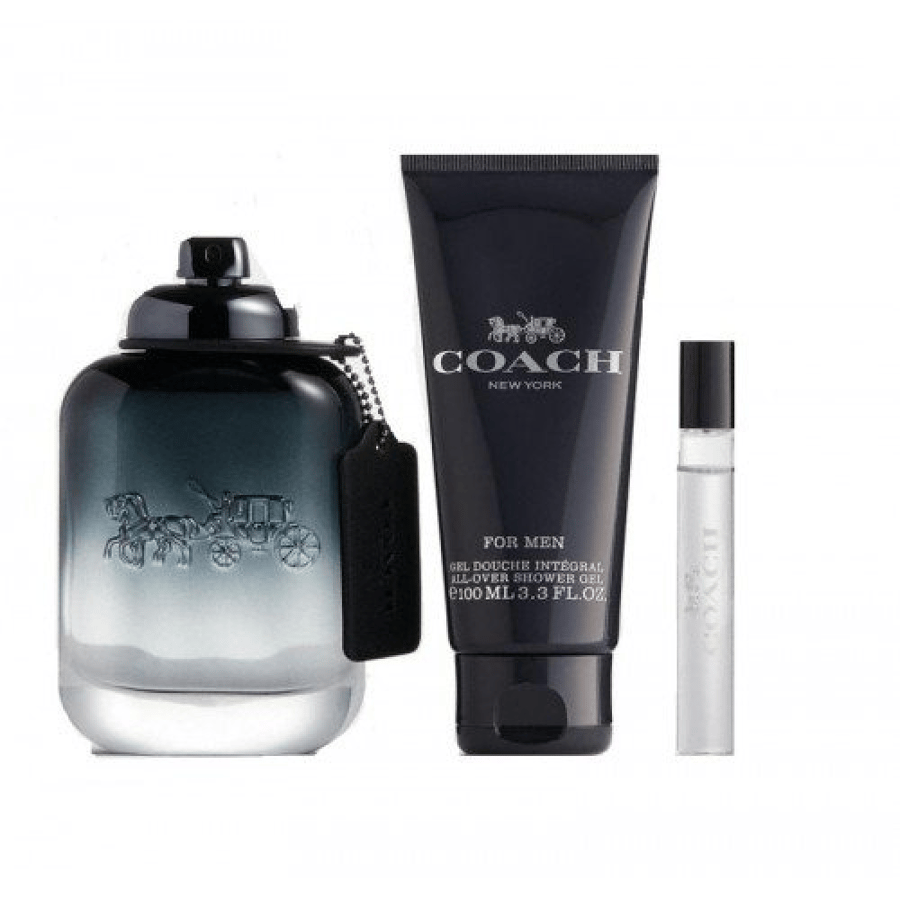 طقم كوتش نيويورك الرجالي او دو تواليت(عطر 100مل+شاور جل 100مل+عينة للشنطة 7.5مل)Coach New York men's Eau de Toilette set (perfume 100 ml + shower gel 100 ml + sample bag 7.5 ml)