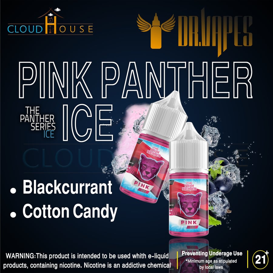 DR VAPE PINK PANTHER ICE 30ML SALT د. فيب بنك بانثر بالكشمش الاسود وحلوى القطن مثلج