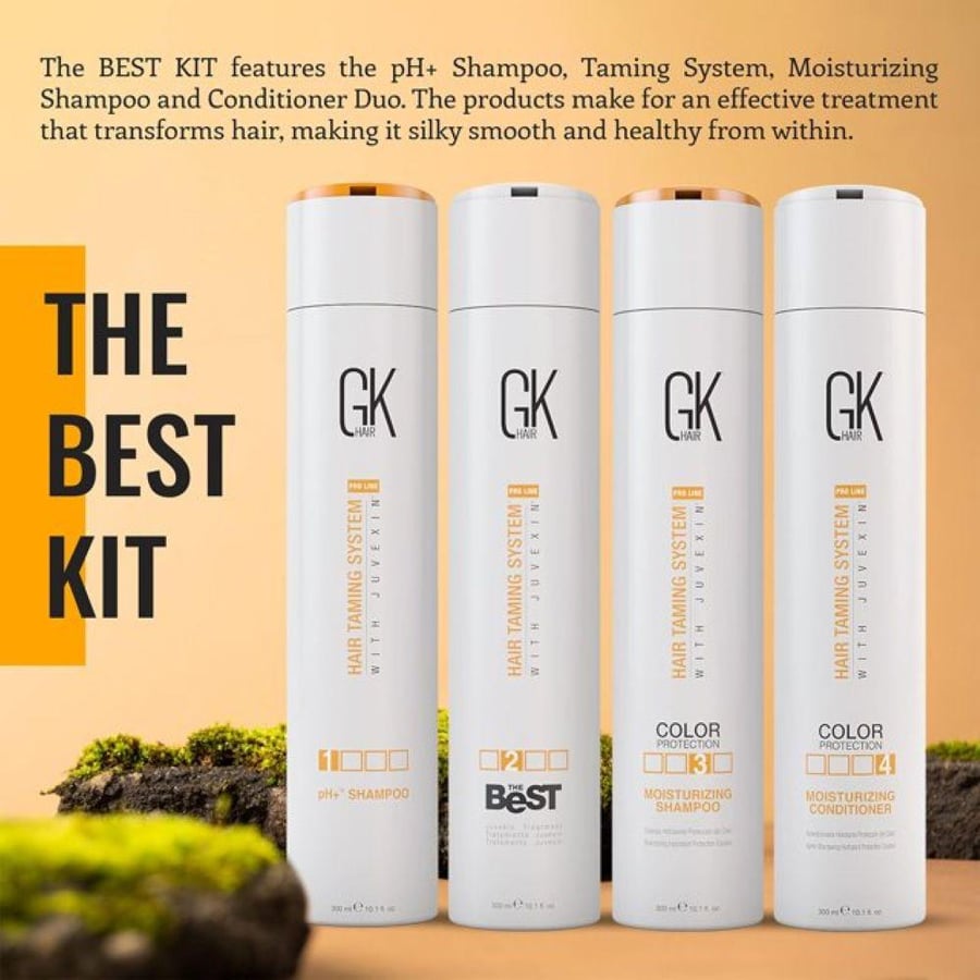 مجموعة GK Hair Taming System بالعلاج والشامبو والبلسم