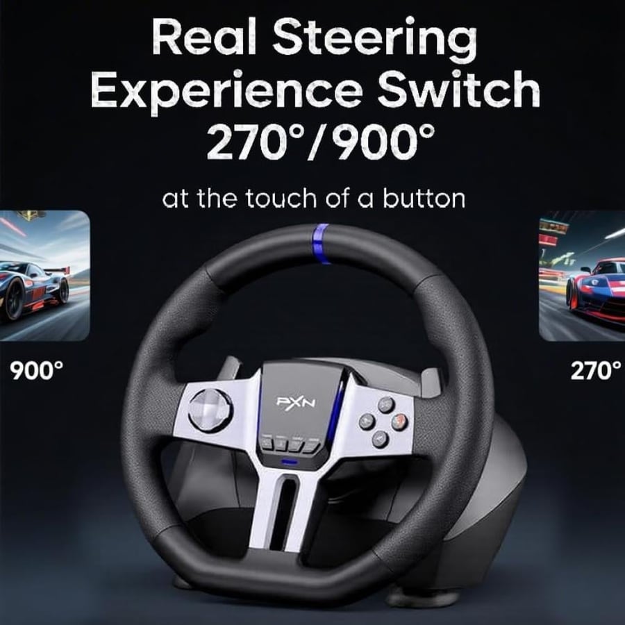 دركسون PXN V9 Gen2 Racing Wheel مع Force Feedback | مقود سباقات احترافي لأجهزة PS4 وXbox وPC