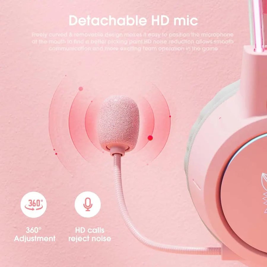 ONIKUMA X15 Pro pink gaming headset - immersive sound experience for gaming on PC and PS4/PS5