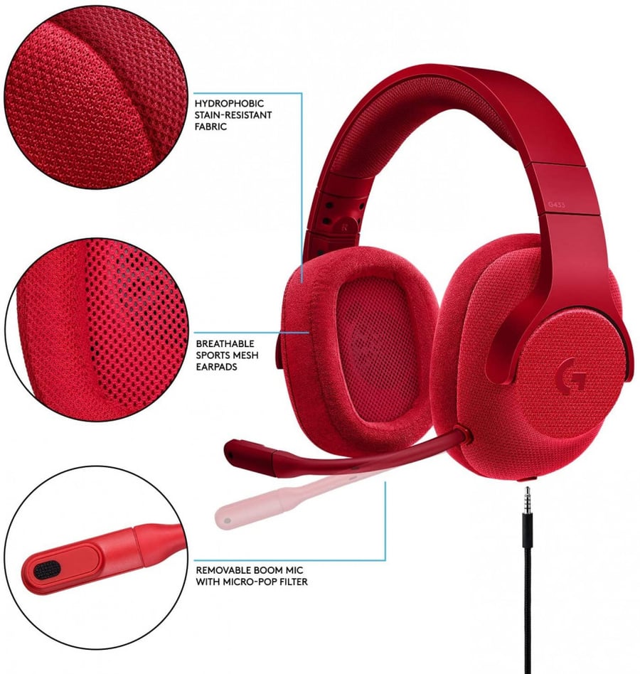 سماعة لوجيتك جي 443 - Logitech G433 Gaming Headset 7.1 Surround - FIRE