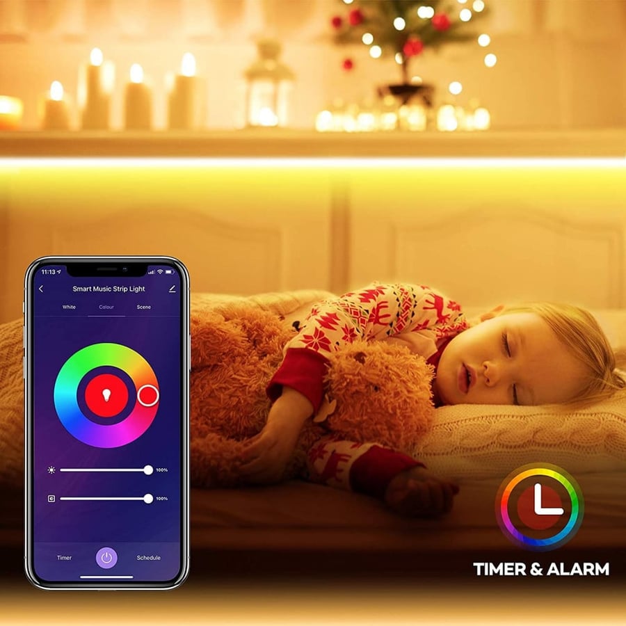 شريط الإضاءة الذكي HOMEYARD LED Strip Lights 50.FT – تحكم ذكي وإضاءة متعددة الألوان