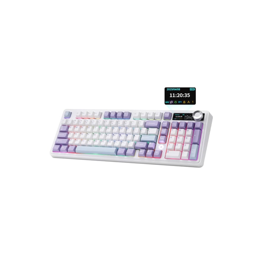 AJAZZ AK980 White Mechanical Keyboard RGB with three connection modes | AJAZZ AK980 White Mechanical Keyboard RGB