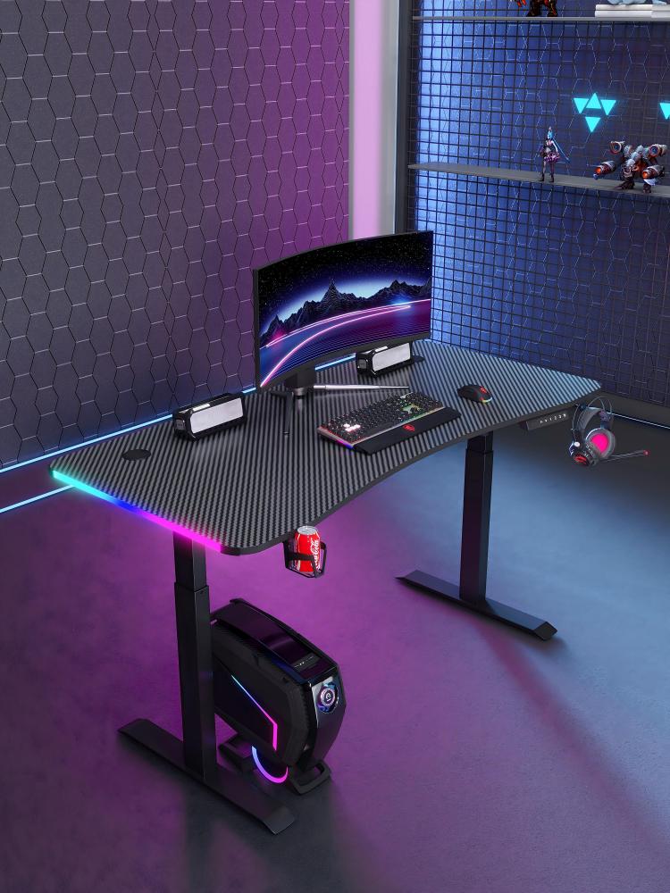 طاولة قيمنق هيدروليك LOOP Y101 مع إضاءة LED – مكتب ألعاب قابل لتعديل الارتفاع
