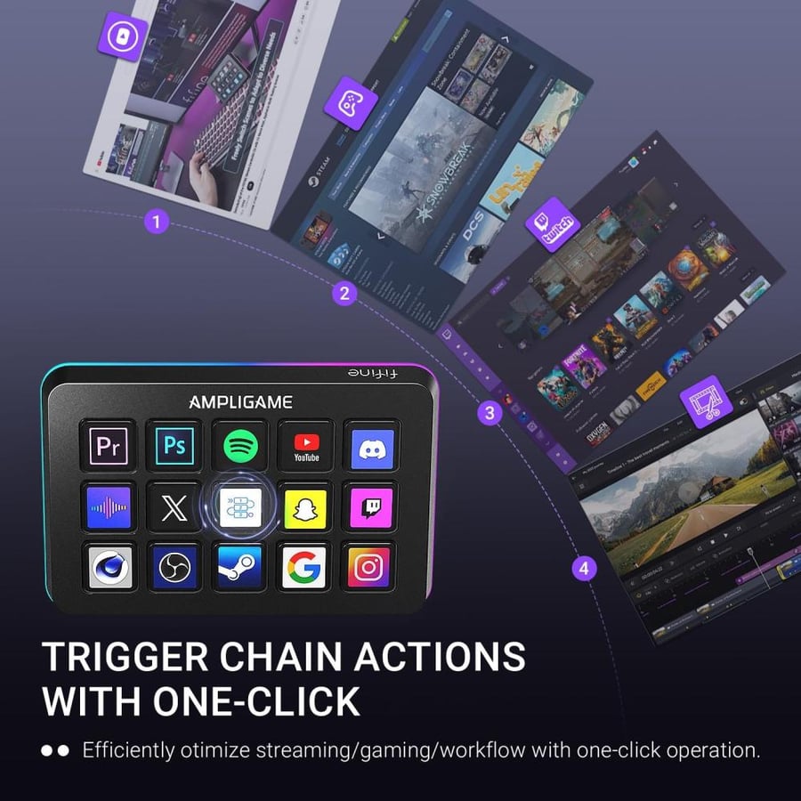 لوحة تحكم بث فايفاين AmpliGame D6 مع 15 مفتاح قابل للتخصيص وإضاءة RGB | FIFINE AmpliGame D6 Stream Controller Deck