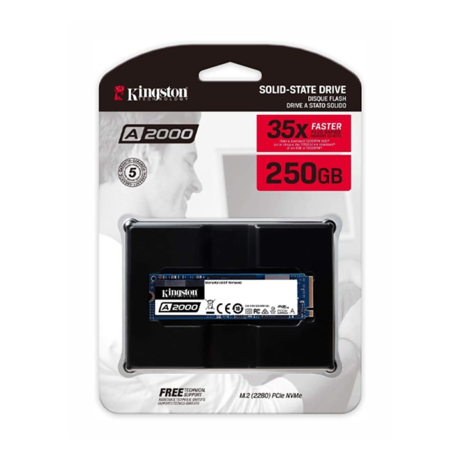 Kingston 250GB A2000 M.2 2280 Nvme Internal SSD PCIe Up to 2000MBS with Full Security Suite SA2000M8250G