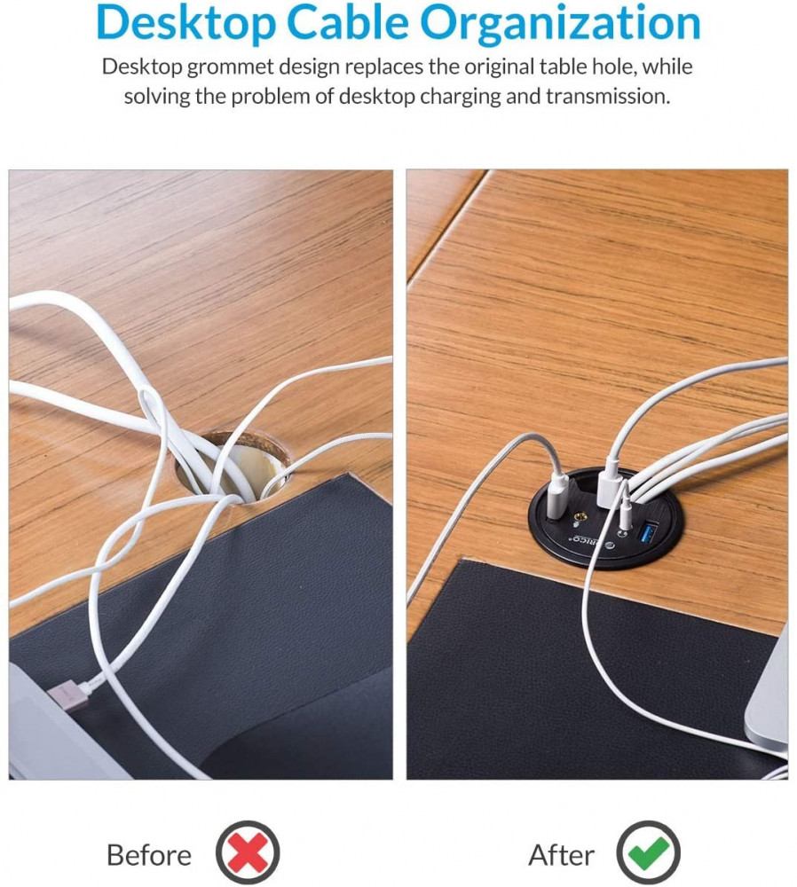 منافذ طاولة ORICO DESKTOP GROMMET – تصميم عملي وذكي لتنظيم مكتبكORICO Desktop Grommet