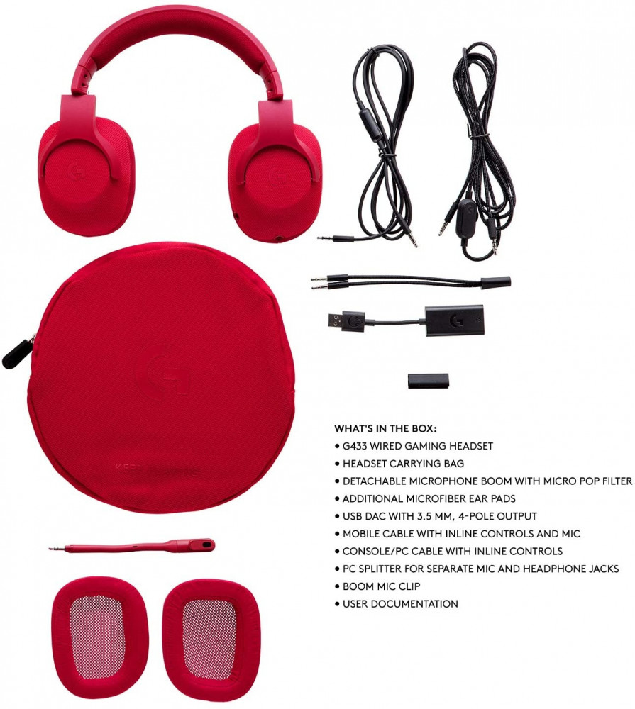 سماعة لوجيتك جي 443 - Logitech G433 Gaming Headset 7.1 Surround - FIRE