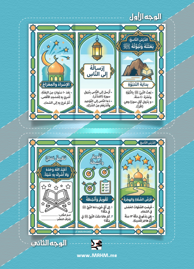 مطوية بعثته ونبوته خامس ابتدائي بنين