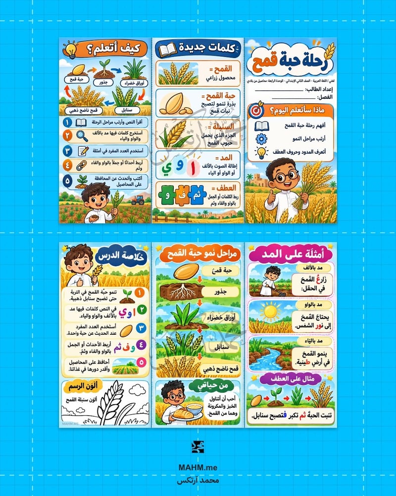 مطوية درس رحلة حبة قمح لغتي الصف الثاني الابتدائي بنين