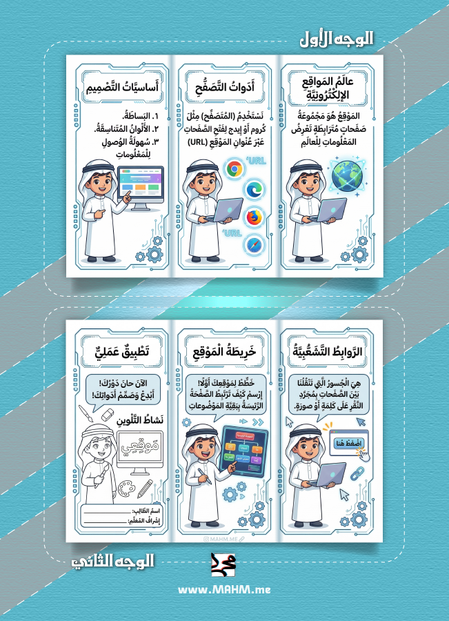 مطوية تصميم المواقع سادس ابتدائي بنين - مهارات رقمية