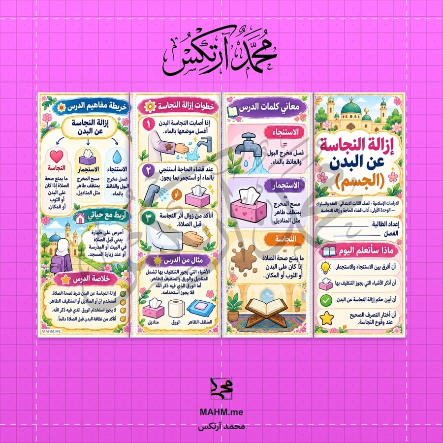 مطوية إزالة النجاسة عن البدن - ثالث ابتدائي بنات