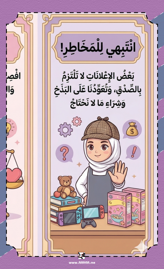 مطوية الدعاية والإعلان مهارات حياتية سادس ابتدائي - بنات