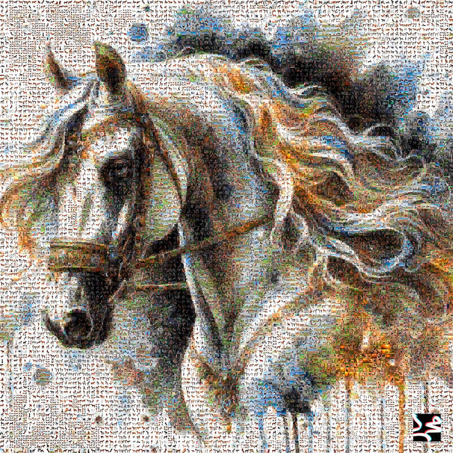 بورتريه الأصالة (ملف رقمي): وجه الخيل وعنقه في فسيفساء تروي أسرار الجمال!" 🐎💎