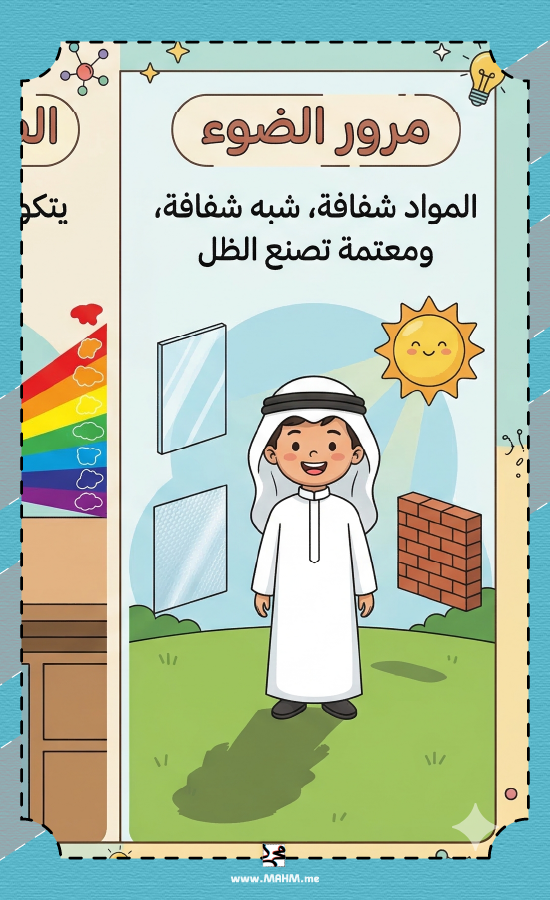 مطوية الضوء علوم خامس ابتدائي بنين