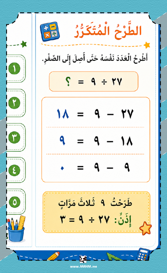 مطوية القسمة على ٨ وعلى ٩ ثالث ابتدائي بنين PDF تحميل مباشر