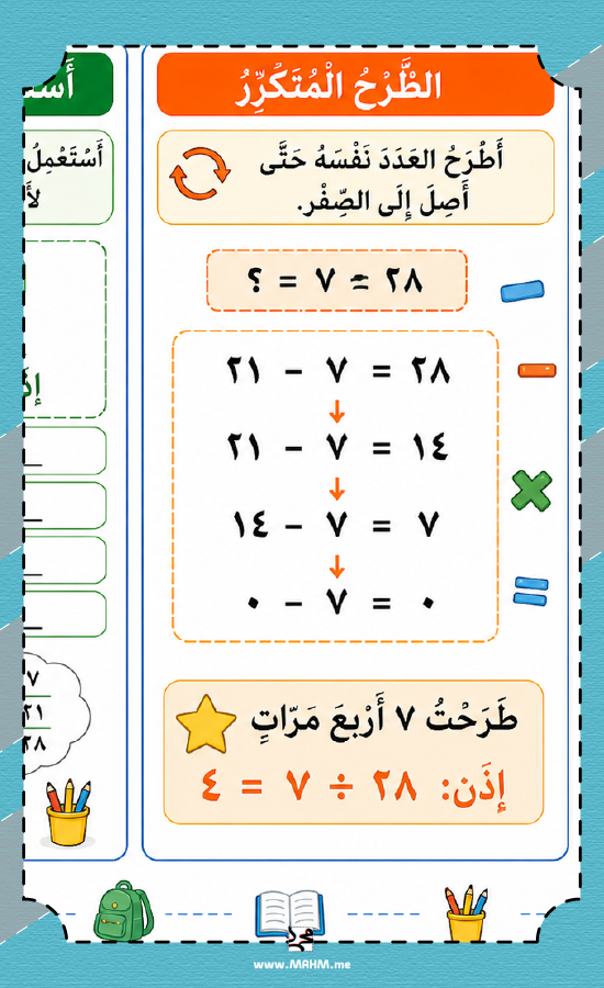 مطوية القسمة على ٦ وعلى ٧ للصف الثالث PDF تحميل مباشر