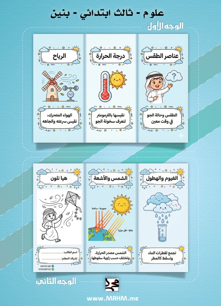 ️ مطوية "عناصر الطقس" الشاملة والممتعة (نسخة البنين)