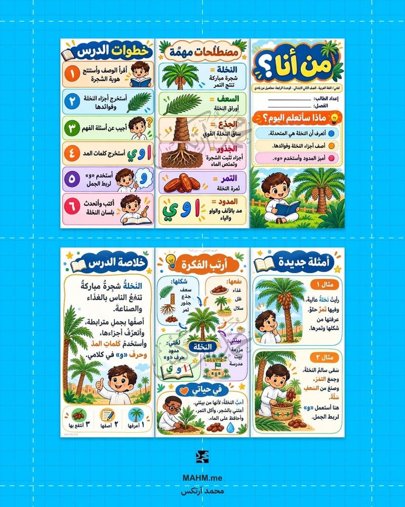 مطوية درس من أنا لغتي الصف الثاني الابتدائي بنين