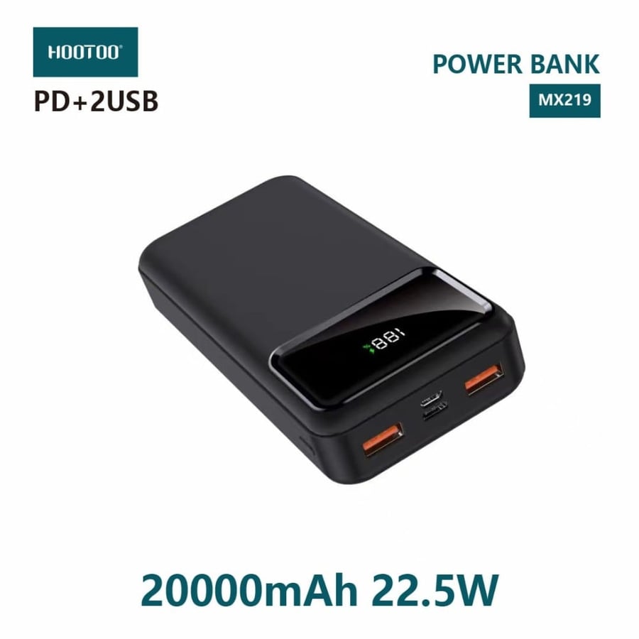 Portable battery from Hoto company 20,000 with two USB ports and Type-C port