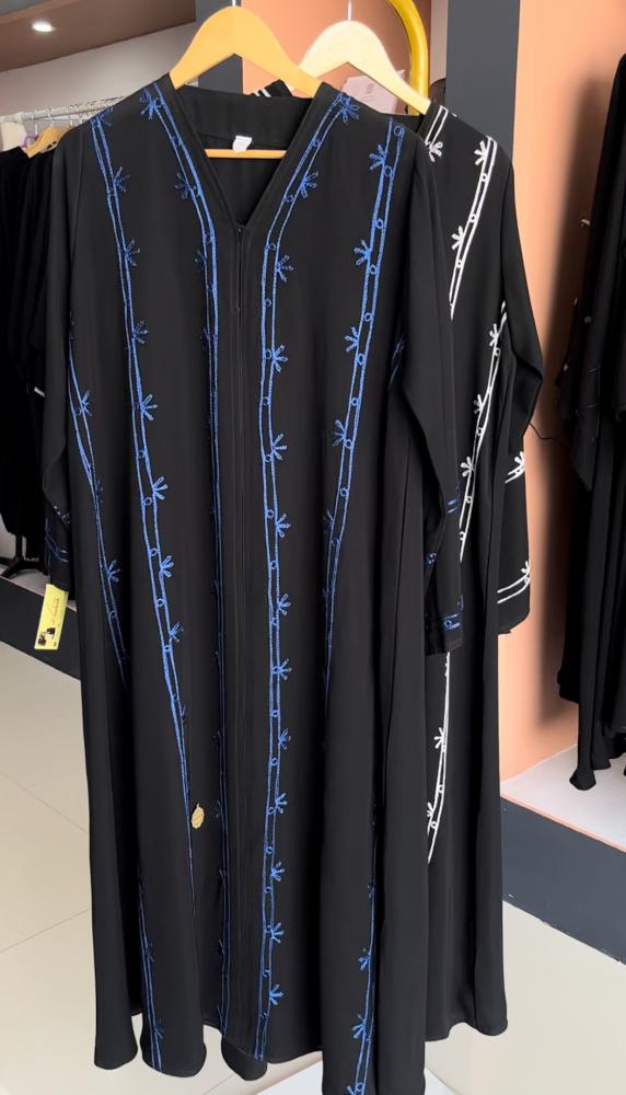 A black abaya with embroidery