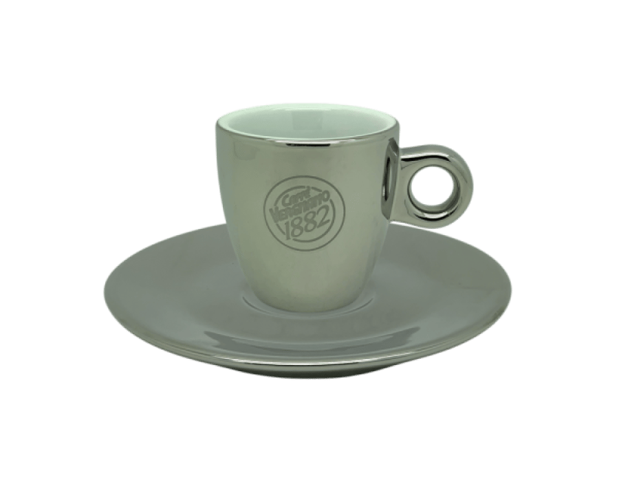 Espresso cup from the Italian company Vergnano, special edition, shiny silver, 70 ml