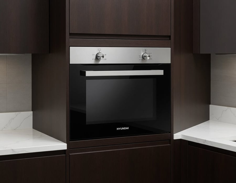 Hyundai oven - electric oven 60 cm 4 functions - lower grill works alone, upper grill works alone, lower and upper grills work together, oven door equipped with two layers of glass, heat-reflective glass - HY-TR4