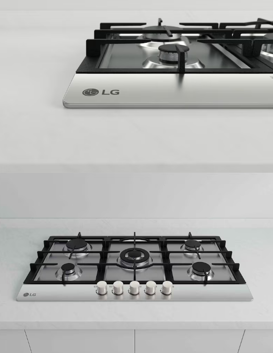 ال جي LG - موقد غاز مدمج 5 شعلات بتصميم أنيق وعالي الكفاءة للمطابخ العصرية - تحكم آمن ودقيق في الحرارة. طهي سريع بقوة 4.0 كيلوواط. - CG5Z3626SJ