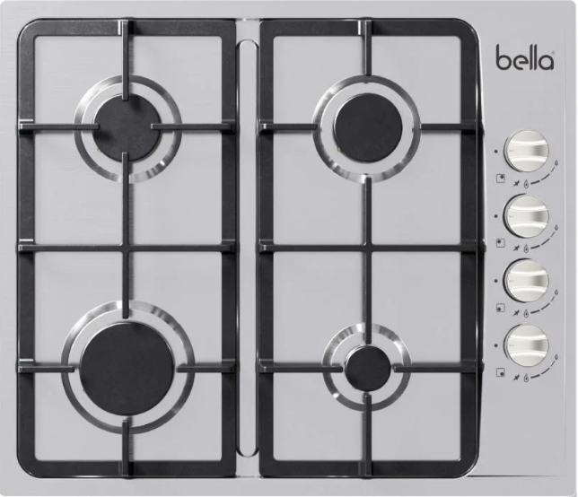 Bella BELLA - Built-in package - 60 electric oven 9 functions stainless steel - 60 gas hob with heavy-duty steel grid - 28 liter integrated microwave stainless steel - T-shaped hood with 1000 m3/hour power 60 cm