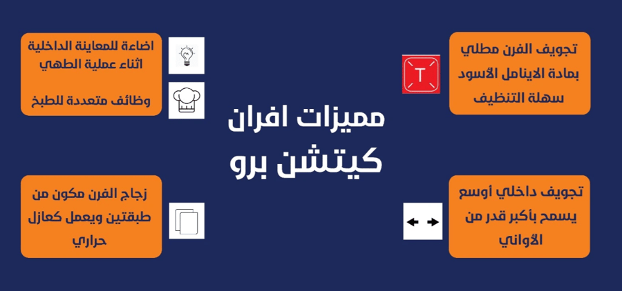 فرن kitchen pro كيتشن برو - كهرباء بلت ان اسود – 8 وظائف ديجتال  - مروحة تبريد داخليه - مروحة توزيع الحرارة -  إطار كامل على الباب من الاستلش استيل لحماية الزجاج - ايطالي - KP608B/EL