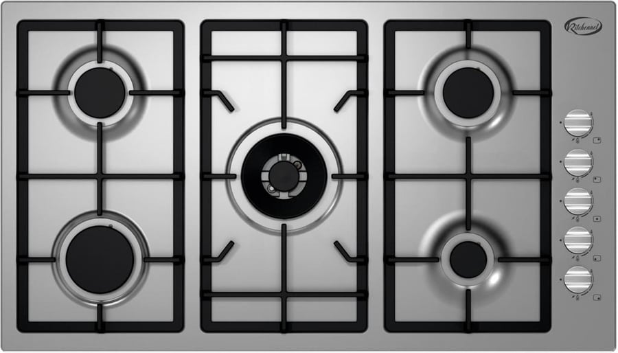 كيتشن نت Kitchen Net - سطح 5 شعلة غاز – 90 سم – إيطالي - دعامات من الحديد الزهر (شبك ثقيل) - خاصية الاشعال الذاتي - أمان كامل للاستخدام - جسم من الاستانلس ستيل - MP2201007